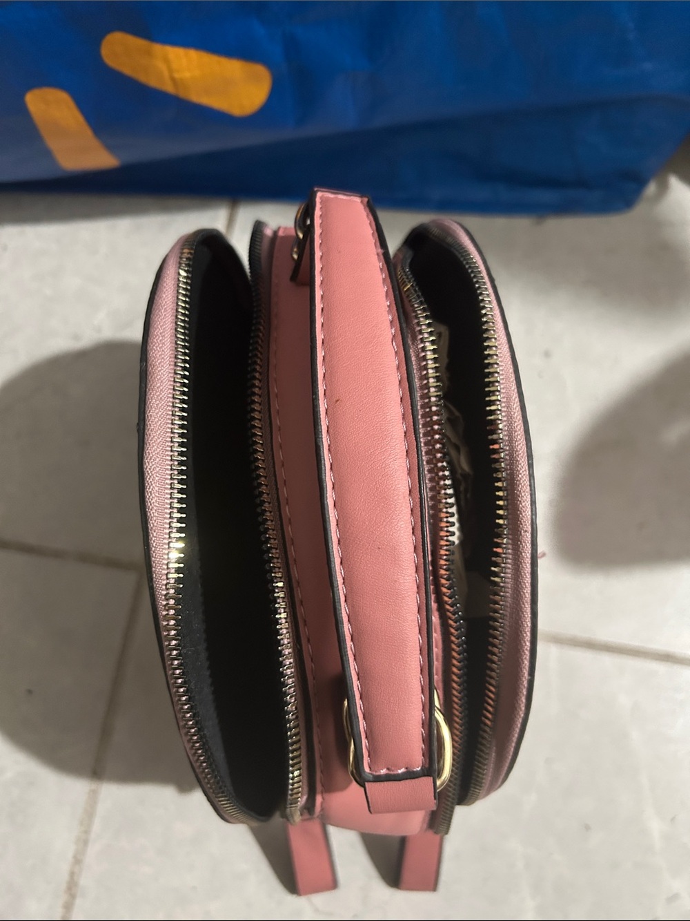 Studded Round Pink Top-Handle Bag with Gold Hardware - Picture 4 of 5